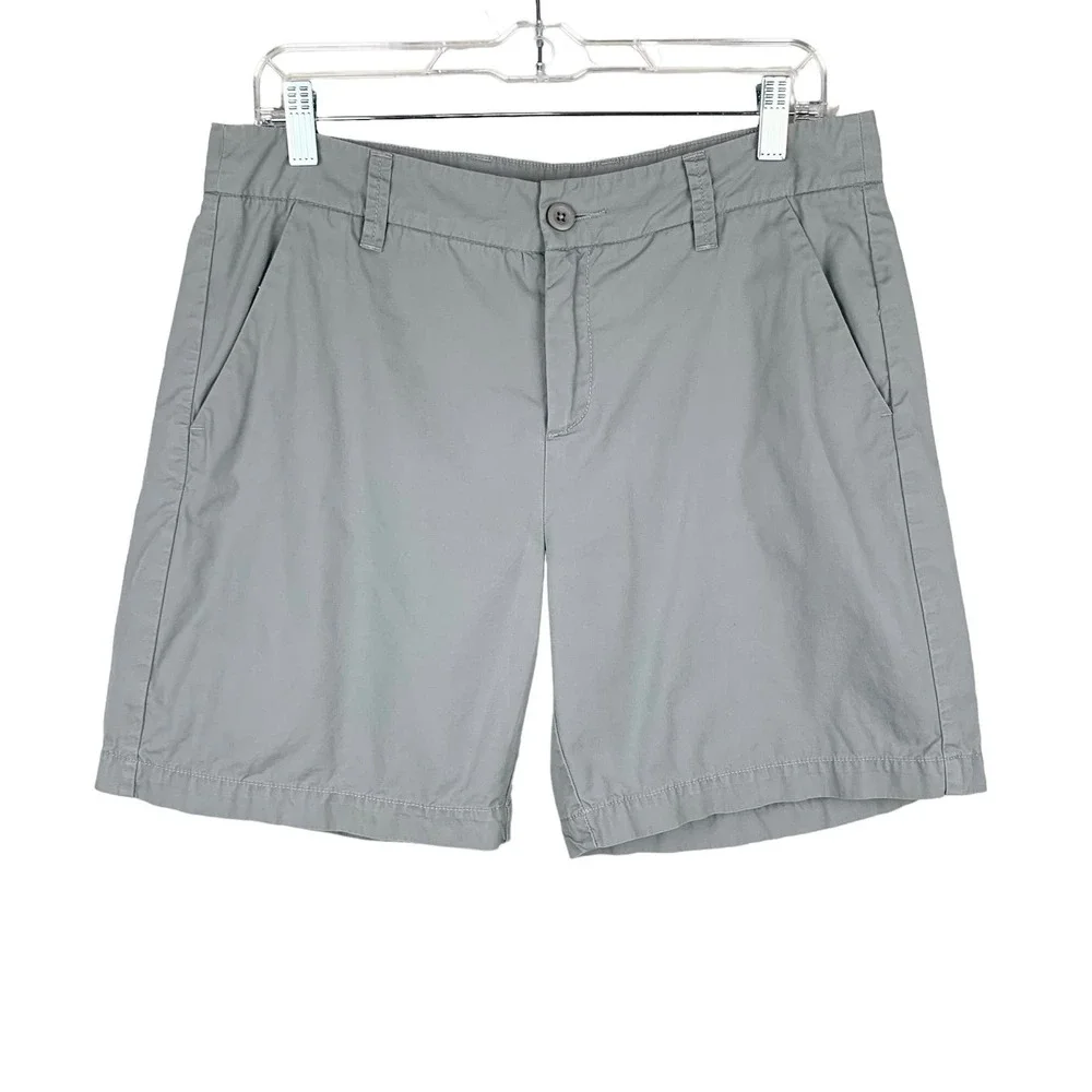 Garnet Hill Shorts Grey Chino Flat Front Pockets Casual Classic Women’s 10